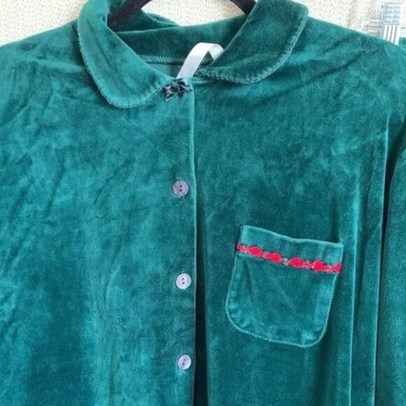 Vintage Victoria Secret Country Green Velvet Top & Pants Pajamas Set Size M - Picture 7 of 11